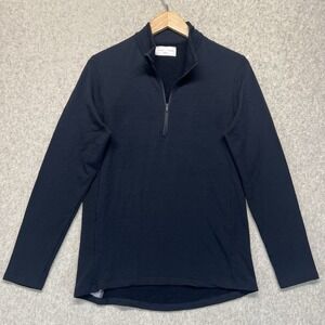 Olivers Merino Wool Quarter Zip Pullover Mens Small Black‎ Athletic Sweater USA